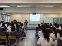 The programme consultation session conducted by Dr. Ann Lau, Assistant Director (Undergraduate Education - BSc in Biomedical Science Programme) at Carmel Holly Work Secondary School
